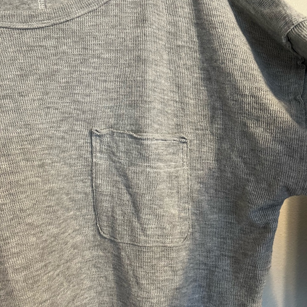 Aerie Endless Summer Crewneck Sweatshirt in Heathered Gray Boxy Fit Ribbed - Picture 6 of 8